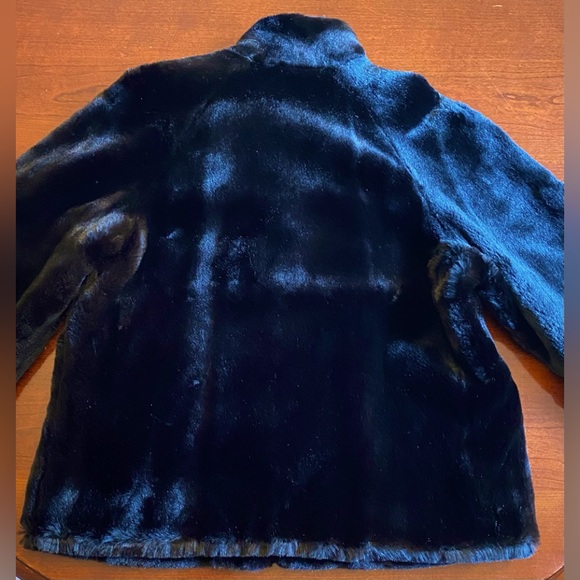 Lauren Ralph Lauren Black Faux Fur Swing Coat Size M - Picture 2 of 16